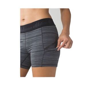 Lululemon Stripe Biker Running Shorts Sz 6 Small